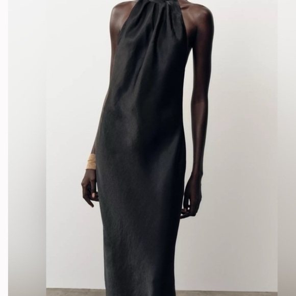 Zara NWT black halter dress 8807/399 - Picture 8 of 10